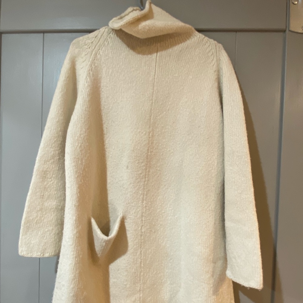 Cream Cowl Neck Sweater with Pocket
